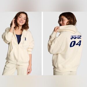 NWT Victoria's Secret PINK Ivy Fleece Campus Full Zip Hoodie, Extra Large (XL)